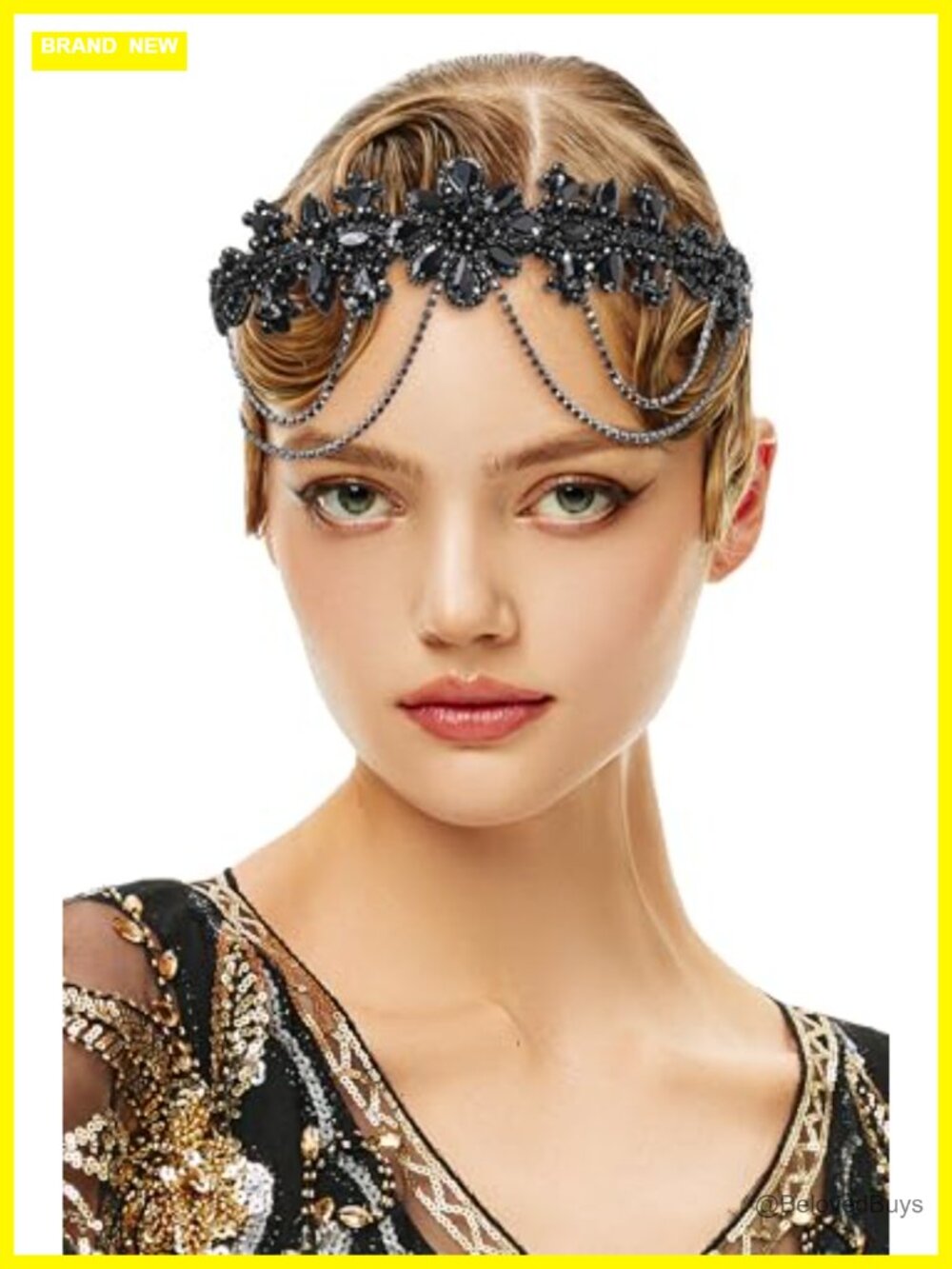 1920s Flapper Headpiece Rhinestone Beaded Headband Great Gatsby Vintage Hair